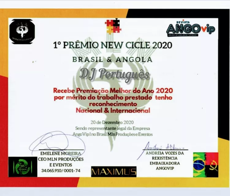 Recebo com muita alegria o Prêmio New Cicle Melhores do Ano Brasil e Angola 2020!!!